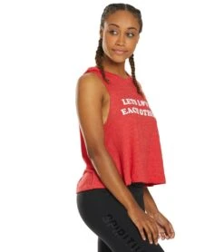 Spiritual Gangster Lets Love Crop Tank Dahlia Red