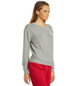 Spiritual Gangster Let's Be Crew Neck Savasana Pullover Medium Heather Grey