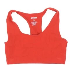 Spiritual Gangster Red Solid Meta Plunge Sports Bra