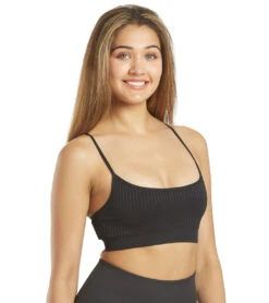 Spiritual Gangster Wide Rib Scoop Bra Black