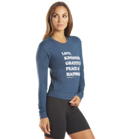 Spiritual Gangster Happiness Crew Neck Savasana Pullover Faded Navy
