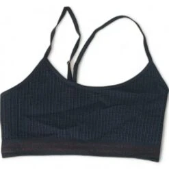 Spiritual Gangster Navy Striped Wide Scoop Sports Bra