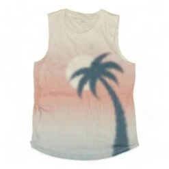 Spiritual Gangster White Graphic Sunset Muscle Tank