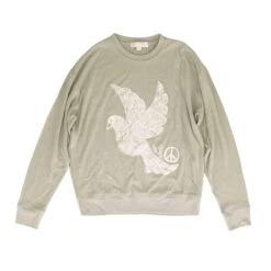 Spiritual Gangster Green Solid Dove Relaxed Savasana Crewneck Sweater