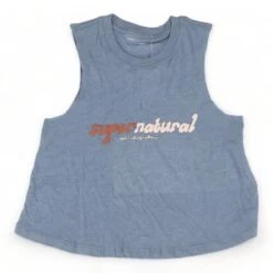 Spiritual Gangster Blue Graphic Super Natural Cropped Tank