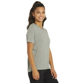 Spiritual Gangster Open Back Short Sleeve Tee Heather Grey