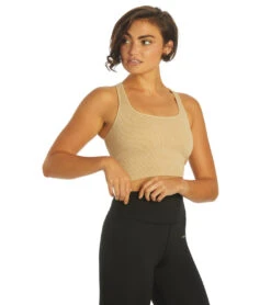 Spiritual Gangster Athena Heather Seamless Crop Top Heather Biscotti