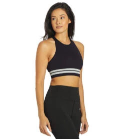 Spiritual Gangster High Neck Heathered Seamless Bra Deep Sea