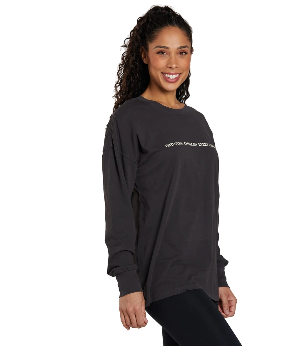 Spiritual Gangster Gratitude Long Sleeve Tee Vintage Black