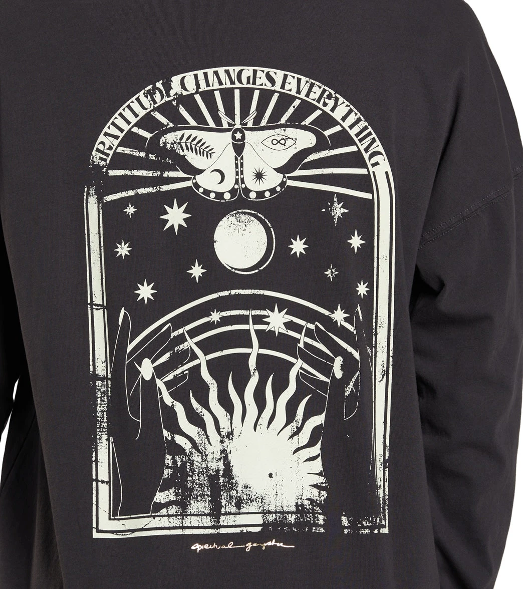 Spiritual Gangster Gratitude Long Sleeve Tee Vintage Black - Image 4