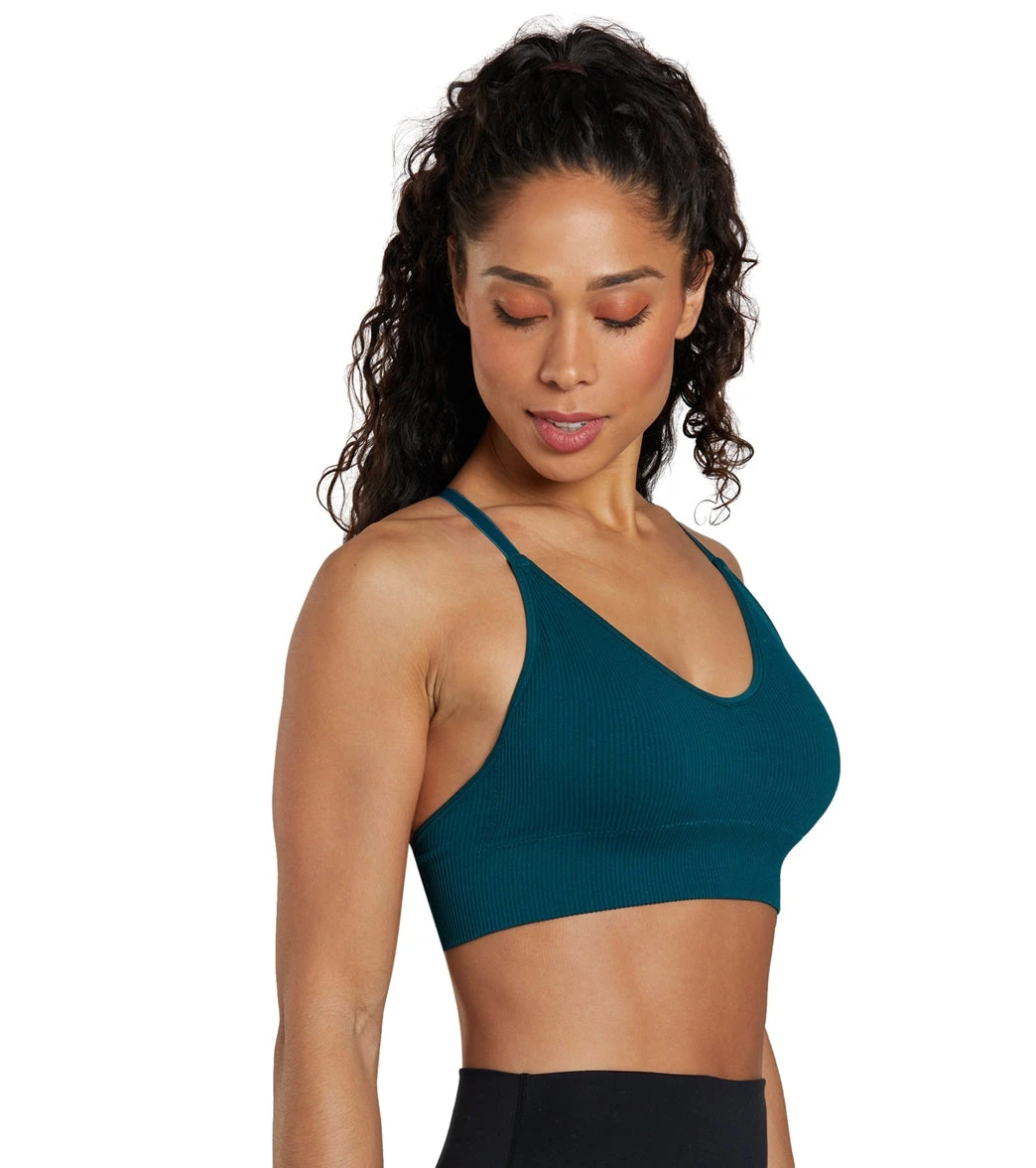 Spiritual Gangster Selene Seamless Triangle Rib Bra Pine