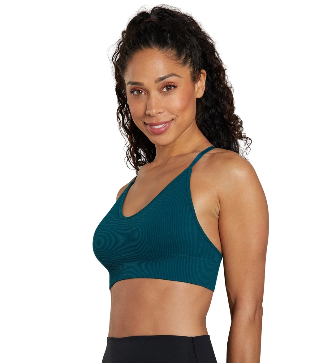 Spiritual Gangster Selene Seamless Triangle Rib Bra Pine - Image 3