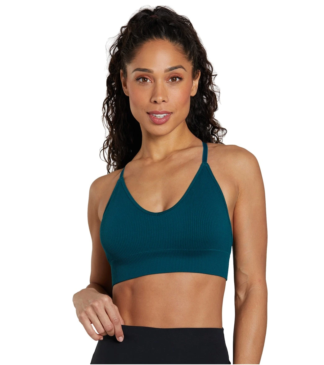 Spiritual Gangster Selene Seamless Triangle Rib Bra Pine - Image 4