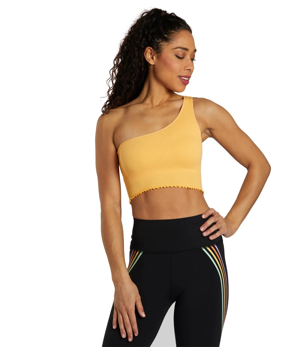 Spiritual Gangster Luna One Shoulder Seamless Tank Apricot - Image 4