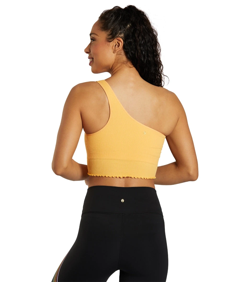 Spiritual Gangster Luna One Shoulder Seamless Tank Apricot - Image 2