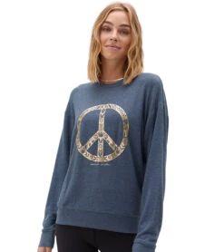Spiritual Gangster Choose Joy Savasana Sweater Heather Deep Sea Blue