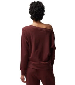Spiritual Gangster Lofty Slub Rib Vida Long Sleeve Top Washed Burgundy