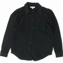 Spiritual Gangster Black Solid Double Gauze Button Down