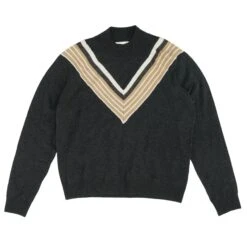 Spiritual Gangster Charcoal Striped Mockneck Sweater