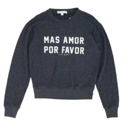Spiritual Gangster Blue Solid Crewneck Mas Amor Sweater